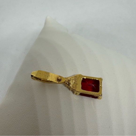 Roman Elegant Ruby Red And Gold Cubic Zirconia Rhinestone Pendant Enhancer - Picture 3 of 4